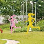 Abstract Silhouette Sports Figure Outdoor Metal Sculpture Antique Art Ornaments