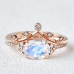 925 Sterling Silver Lady Wedding Ring Sets Inspired Promise Rainbow Natural