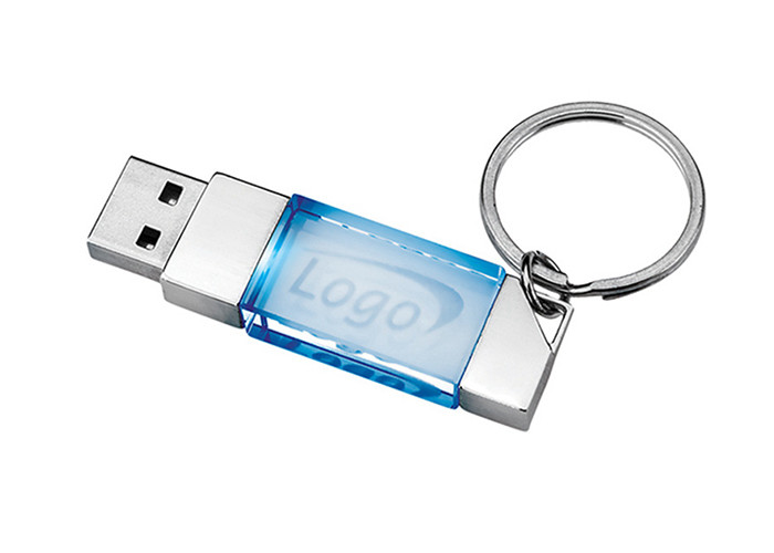 Factory customized Show Life Brand 16G 2.0 green led light Crystal USB with laser logo for copying data on computer