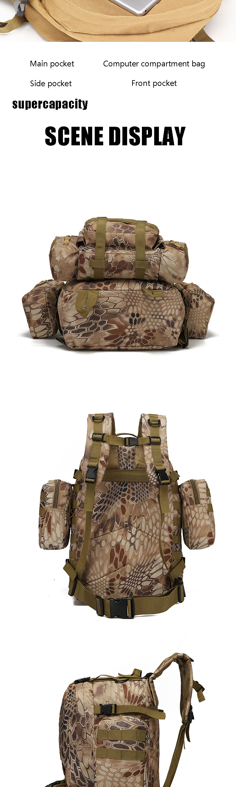 OEM Multifunctional 45L Outdoor Sports Bag Backpack For Camping Hiking Climbing