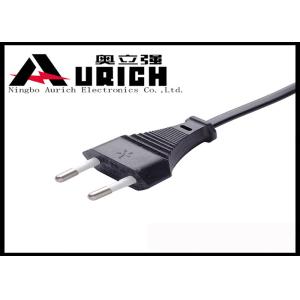 Custom AC European Power Cord 2 Pin Plug , EU Extension Cord 2.5A 250V