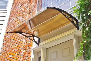 China Transparent Polycarbonate Sheet Awning , Front Door Rain Cover Extending Freely factory