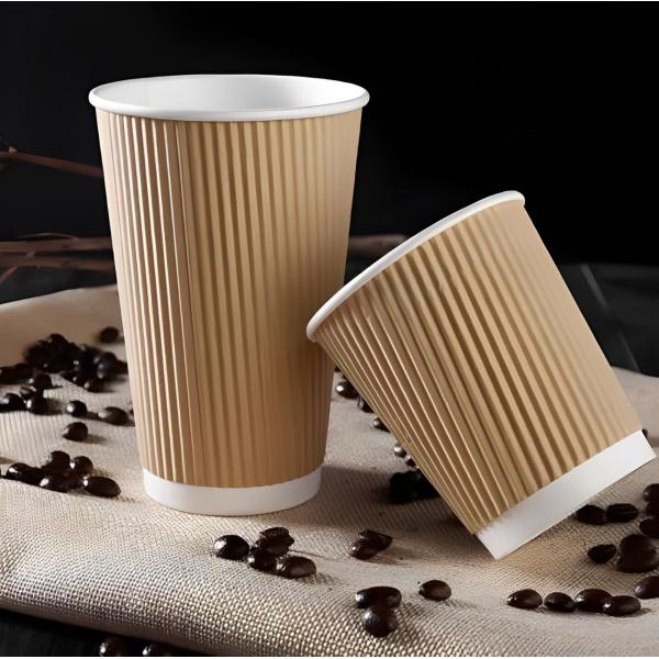 4OZ 125ml Kraft Paper Cup Kraft Ripple Cups PLA Coated