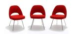 Saarinen Side Fiberglass Dining Chair Relex Fabric Stainless Steel Legs