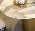 Luxury Italian Marble Dinner Table Customized Logo Stainless Steel Leg For Home