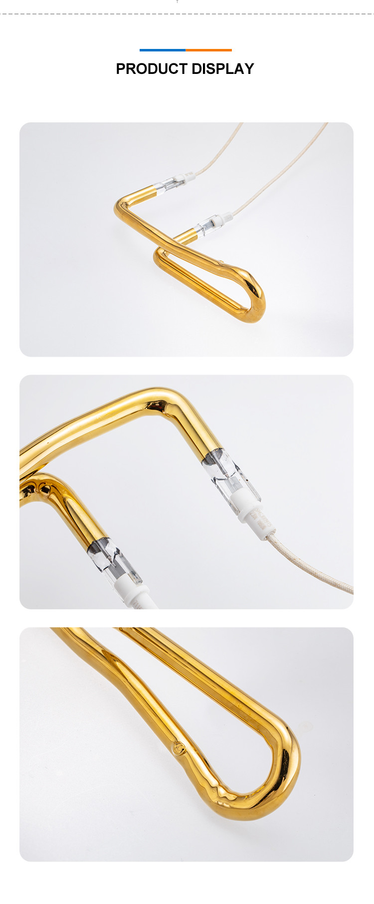 3D Contoured Infrared Halogen Lamp Bulb 230V 1660W Gold Reflector