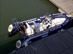 China Orca Hypalon Tender Small Rib Boat Dark Blue Chemical Resistance With 316 SS Light Arch factory