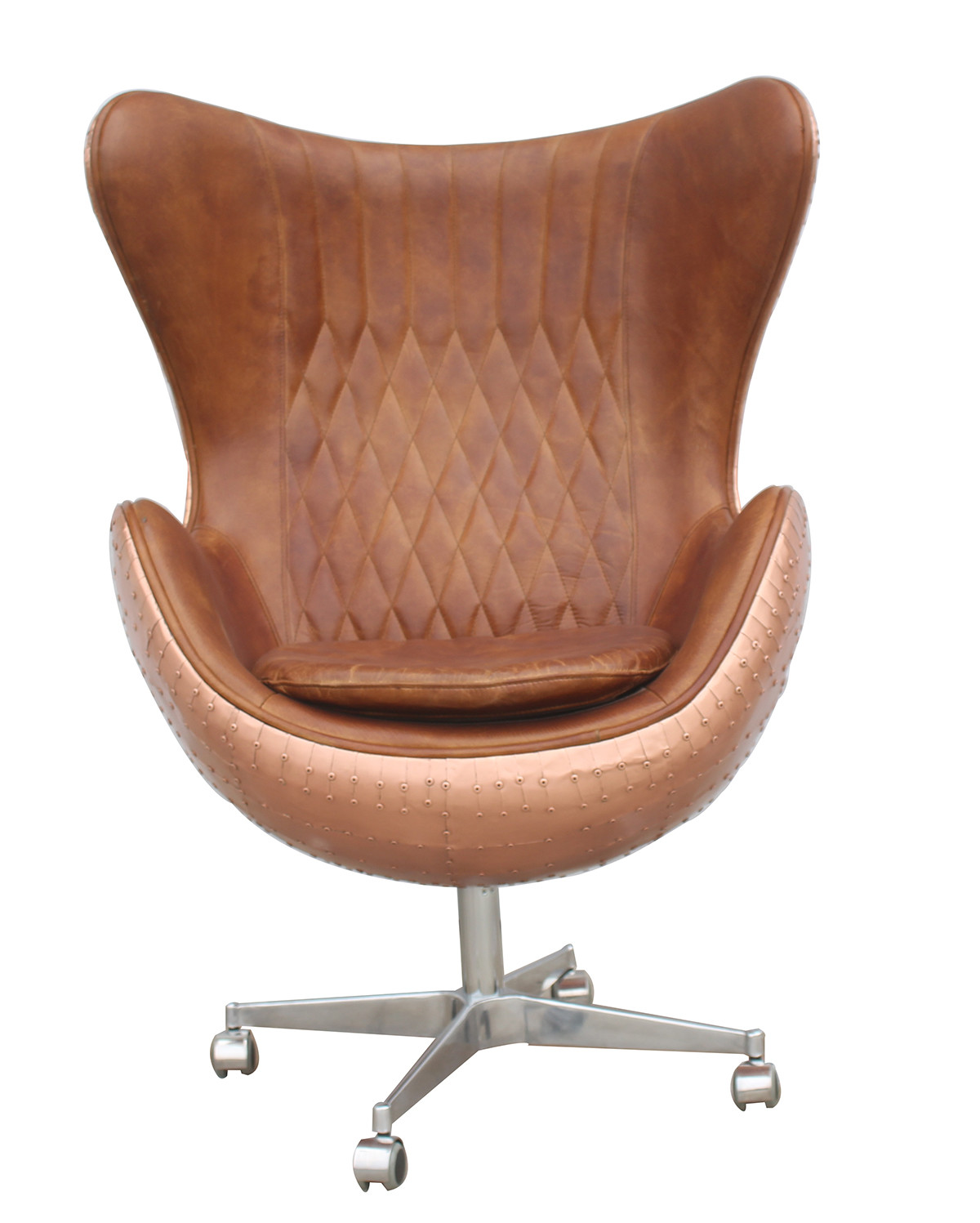 Restoration Hardware Aviator Swivel Chair Egg Aviator Leather Chair Brass Riveted