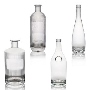 China Decal Unique Striped Glass Bottle for Vodka Gin Whiskey Rum Wine Cork 500ml 700ml 750ml factory