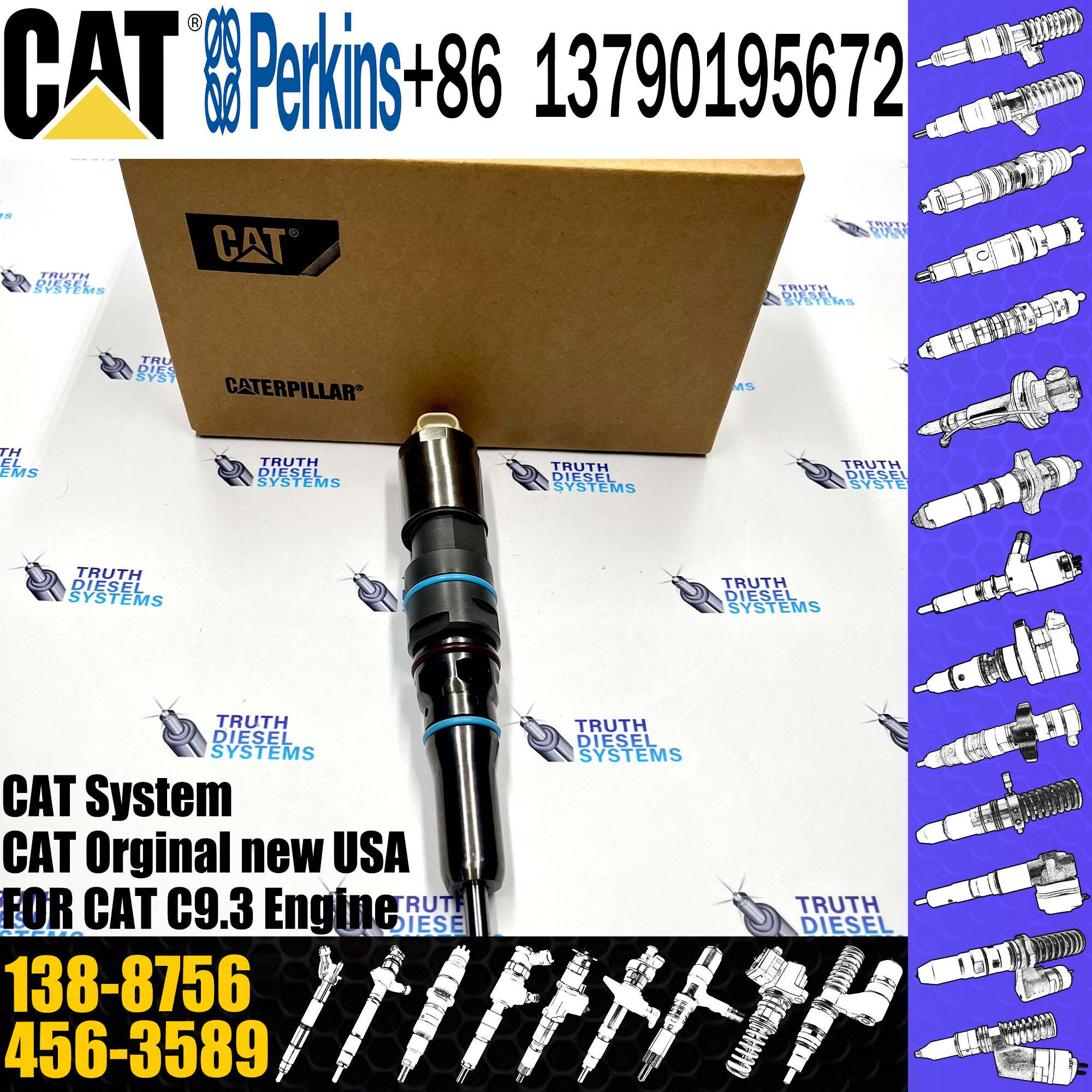 E336E C9.3 Excavator parts Fuel Injector 138-8756 456-3589 155-1819 324-5467 232-1183 364-8024