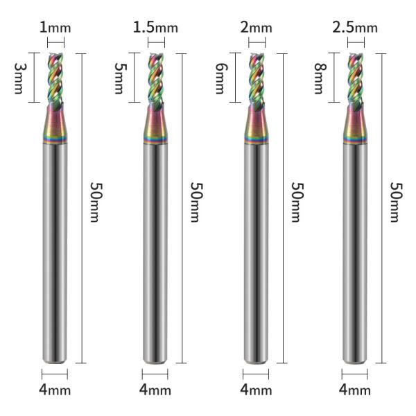 65 Degree U-shaped groove Aluminum Milling Cutter 3-edge DlC Colorful Coating Tungsten Steel Milling Cutter for Aluminum Milling