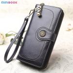 Women's Long Wallet Leather Zipper Cash Stuffing Wristlet Purse Monederos Money
