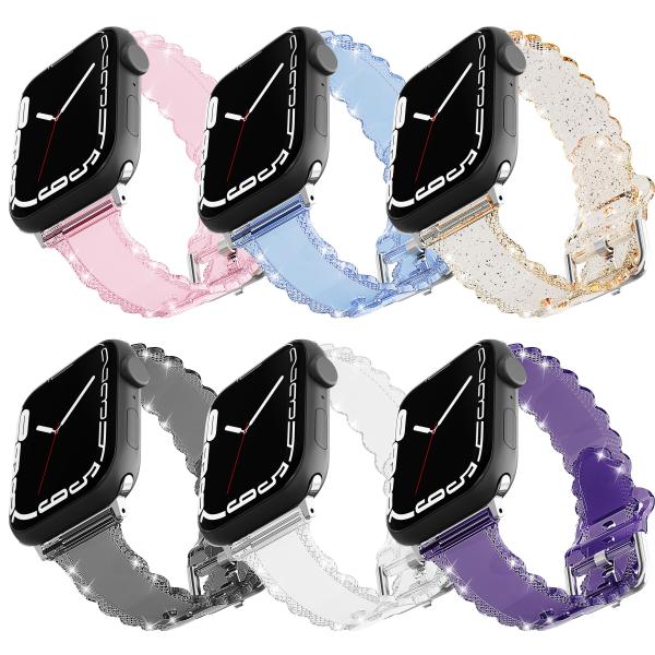 Popular Luxury Style for Apple Watch 45mm Clear Glitter Lace Diamond Replacement