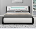 Modern LED Upholstered Bed Queen Size Platform Bed Frame With Speakers