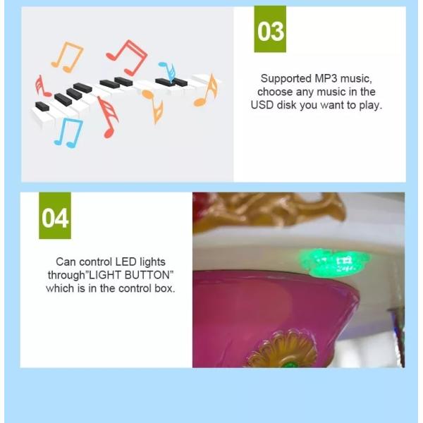 Indoor Playground Kids Arcade Machine Soft Play Carousel Rides 280KG Weight