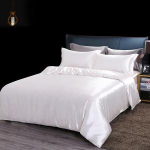 China Soft Hotel 1.0m 4Pcs White Silk Duvet Cover Set OEKO-TEX Approval factory