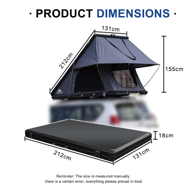 Convenient Camping Aluminum Waterproof Car Roof Top Tent Open Size 212x131x155cm Fits For Pickup