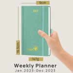 Green Color Poprun Student Weekly Planner 2023 Customization Agenda Ivory Paper
