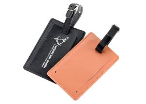 China PU Leather Travel Luggage Tag Customized Silk Screen Printing Logo Baggage Tag factory