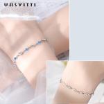 4.5g 0.62ft Silver Adjustable Bracelets trendy Rhodium Plated Blue Crystal