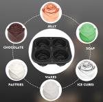 Rose Ice Cube Mold,Bongpuda Silicone Ice Cube Tray,4 Cavity Silicone Rose Ice