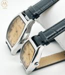 Stainless Steel Oval Dial Luminous Couple Wrist Watch 30m Water Resistant