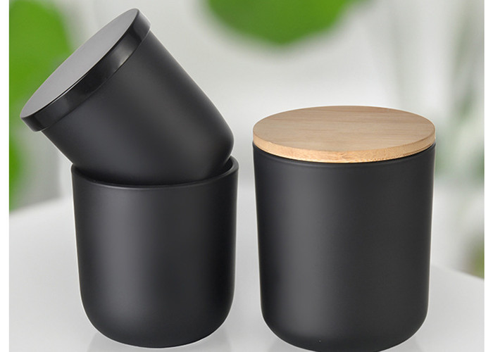 Custom Logo Round Bottom Glass Candle Jar Matte White Black Candle Jar