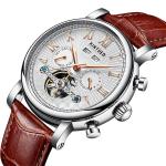 KINYUED J022-3 leather pin buckle 30M waterproof men automatic mechanical watch