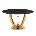 Silver Mirror Dia 135cmx75cm Tempered Glass Dining Table ring shaped chrome legs