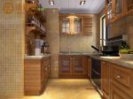 Fadior Wooden-Texture Stainless Steel Kitchen Cabinets With Glass Doors And Open