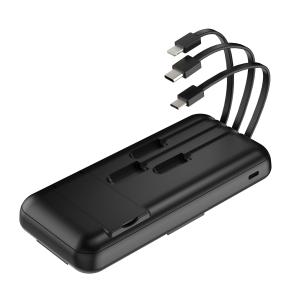 China Black / White Power Bank Inbuilt Cable , Power Bank Wireless Fast Charging factory