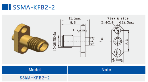 50Ω SSMA 2 Holes Flange Mount Jack Mini SMA Female RF Coaxial .086 Cable Connector 18GHz