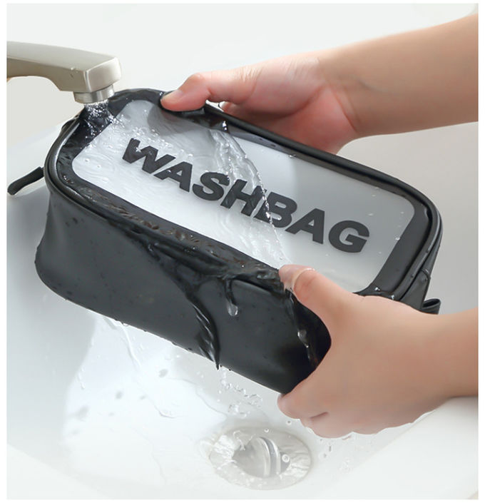 Simple Style Zipper Closure Unisex Frosted PVC Makeup Bag