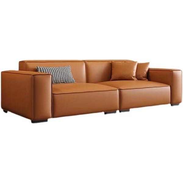 Leather Custom Sofa Bed Straight Row Minimalist Living Room Head Layer Cowhide