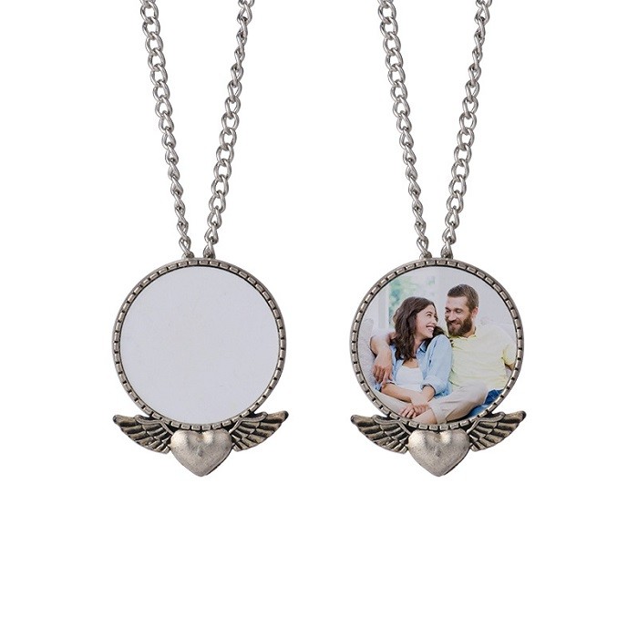 Sublimation Blanks Necklace Vintage Round Pendant Necklace Sublimation Transfer Printing Jewelry