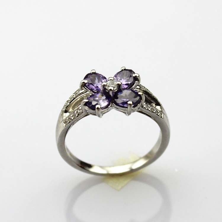 Design Women Jewelry 925 Silver Red Quatrefoil Cubic Zircon Ring(FR029)
