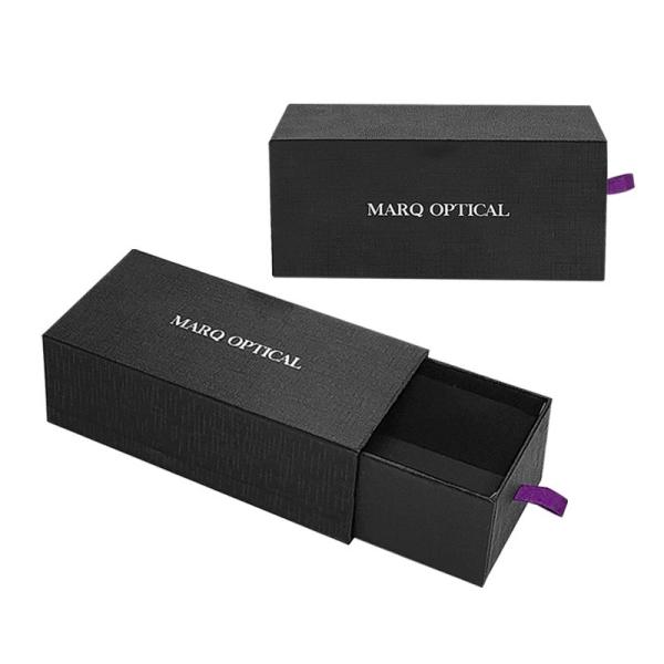 Elegant Linen Pattern Pull Out Sliding Logo Silver Foil Stamped Boxes for