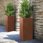 Anti Corrosion Classic Tall Cube Design Tower Corten Steel Column Planter