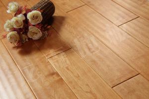 China prefinished &amp; hand scraped white Birch wood flooring, premium grade factory