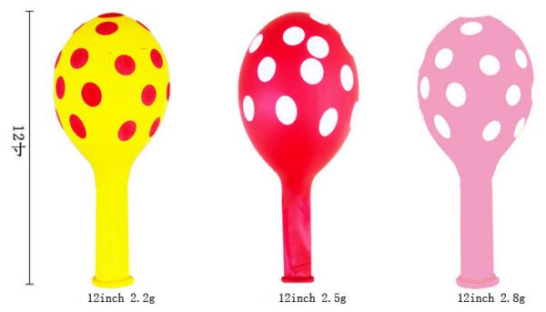 12" professional print latex palkdot balloons 2016