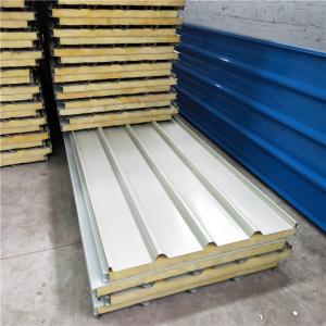 China 60kg rock wool corrugated roof sandwich panel for fast cosntruction buildings factory