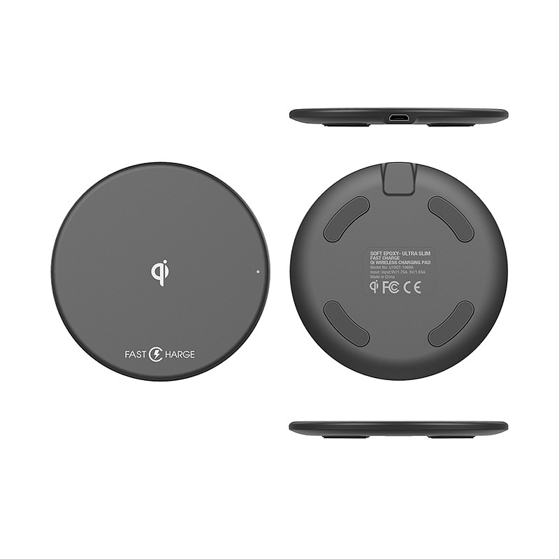 9807 7mm Ultra Slim Wireless Charger , 10W Qi Wireless Charger Charging Pad