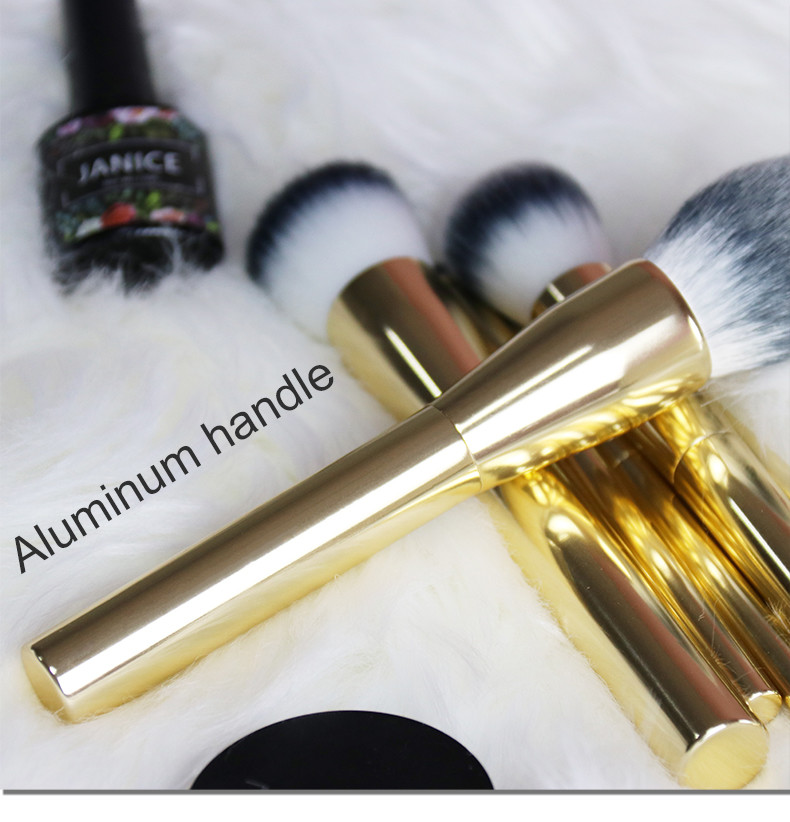 Luxurious cosmetic Makeup Brush Set 6pcs aluminum handle and ferrule makeup brush kit