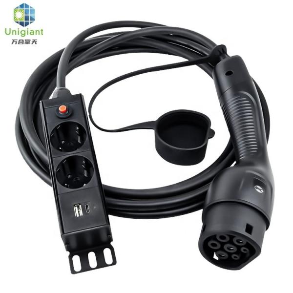 Customized Input Voltage European Standard 13A 110V-250V EV Car Discharge Gun