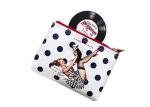 Cartoon Travel Toiletry Bag / PU Leather Ladies Clutch Bag Silk Printed