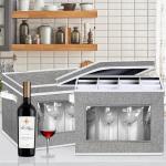 HOMYFORT WINE GLASS STEMWARE STORAGE CASES, CHINA STORAGE CONTAINERS BOX WITH
