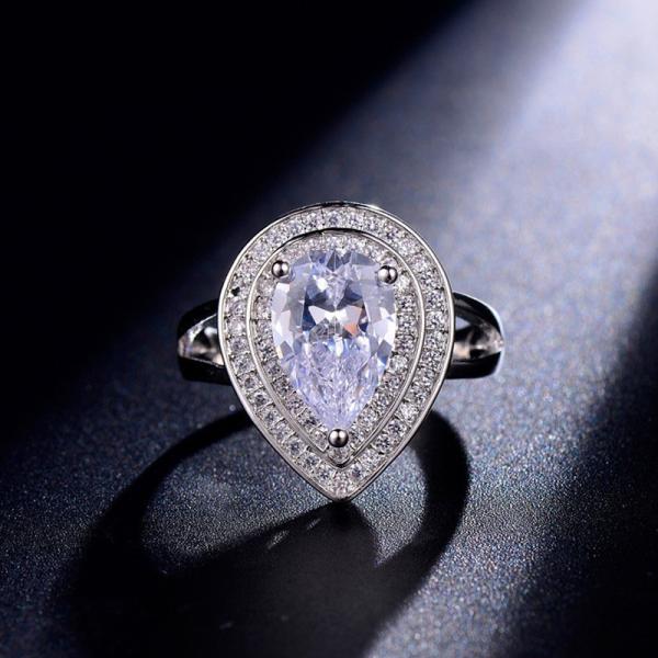 Fashion Women Ring 925 Sterling Silver Ring CZ White Stone bague anel bijoux