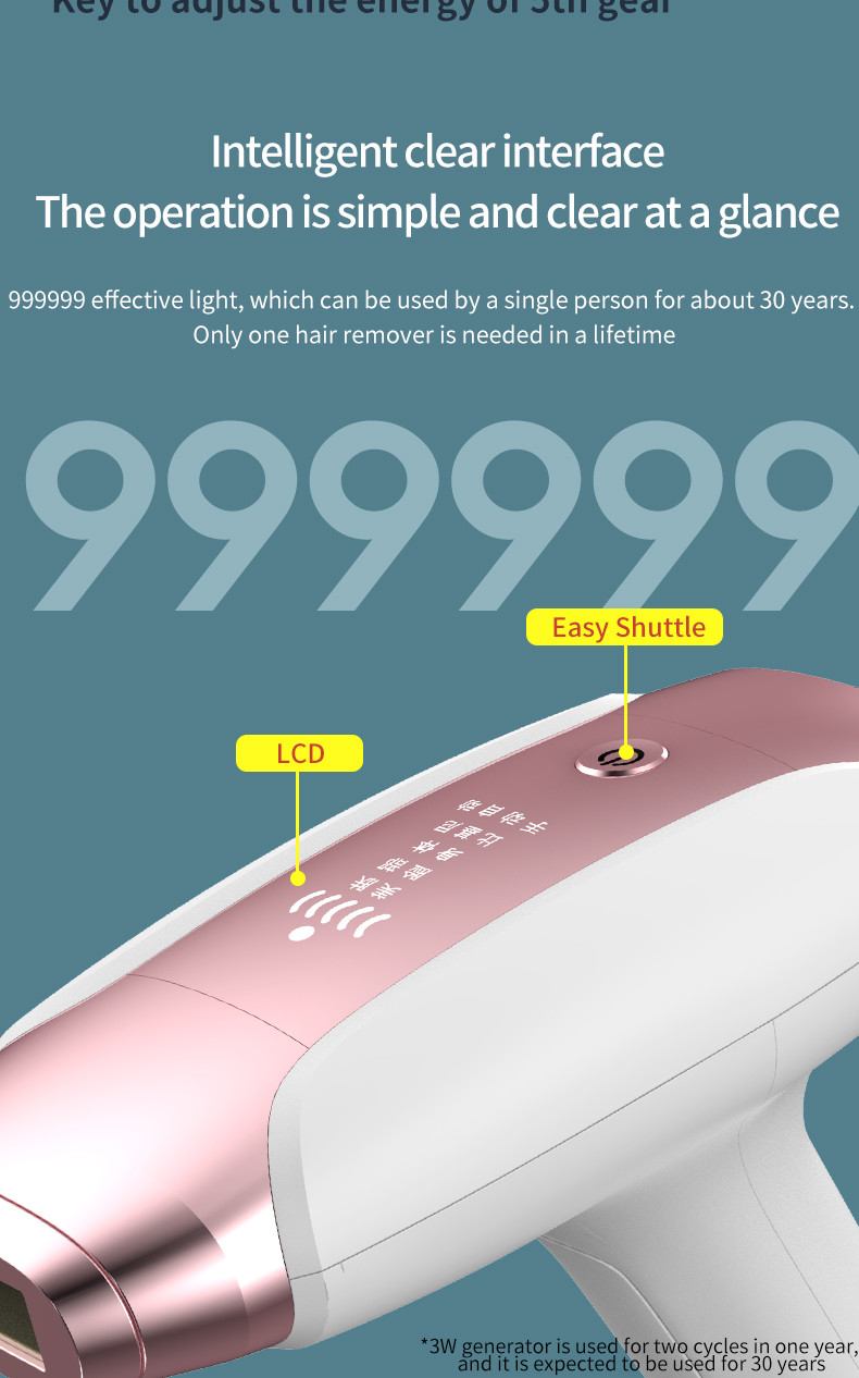 2023 Amazon Hot Selling Ipl Hair Removal Unlimited Shot Ice Cool Ipl Laser Hair Epilator