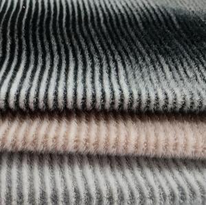 China 400gsm Black And White Faux Fur Fabric Wave Line 58'' 60'' factory