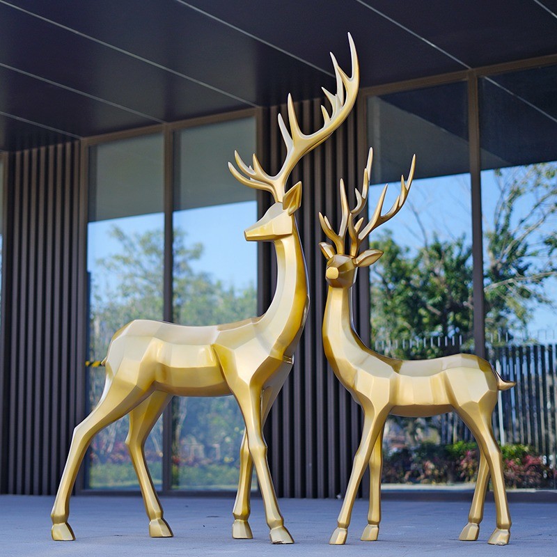 Fiberglass Sculpture Plum Blossom Deer Hotel Lobby Furniture Garden Landscaping Property